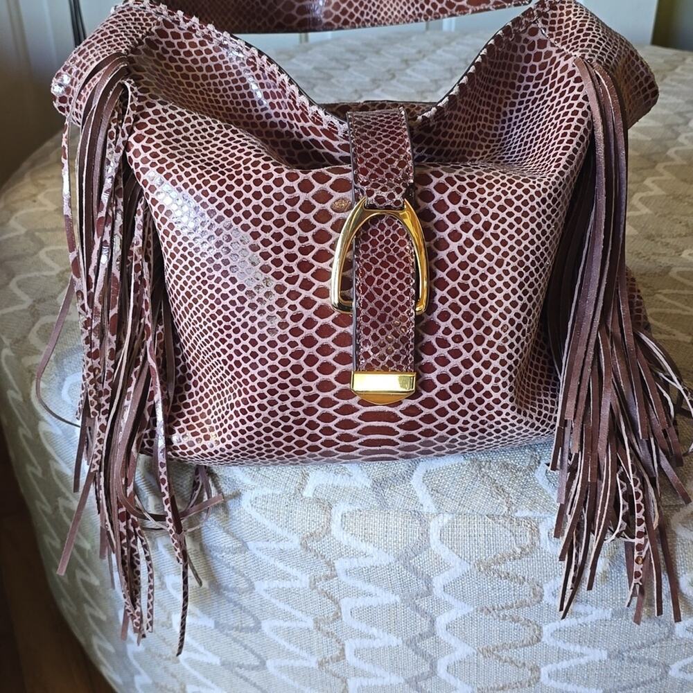 G.I.L.I. Stylish Burgandy Snake Print Leather Women's Bag